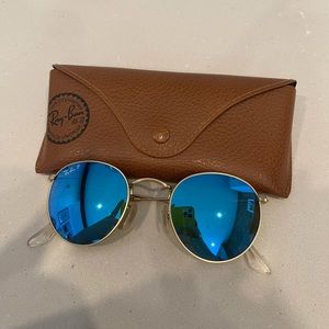 Ray Ban polarized metallic blue sunglasses